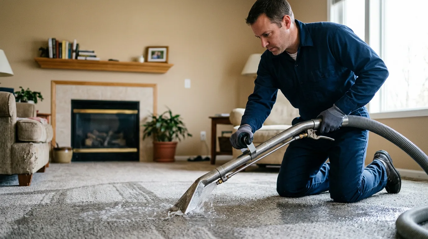 Water damage restoration technician working near Luck, WI
